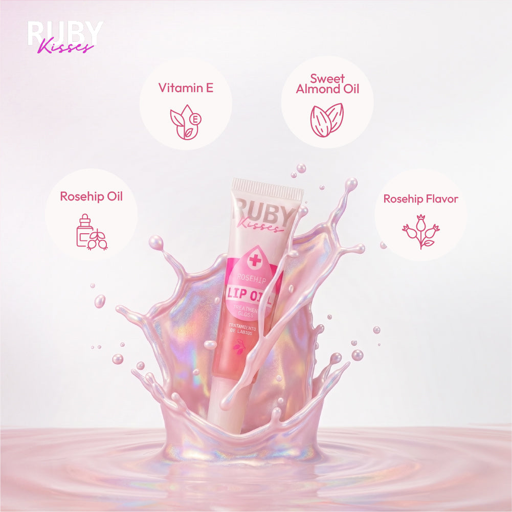Ruby Kisses - Tinted Iridescent Rosehip Lip Oil Treatment Gloss