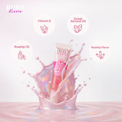 Ruby Kisses - Tinted Iridescent Rosehip Lip Oil Treatment Gloss